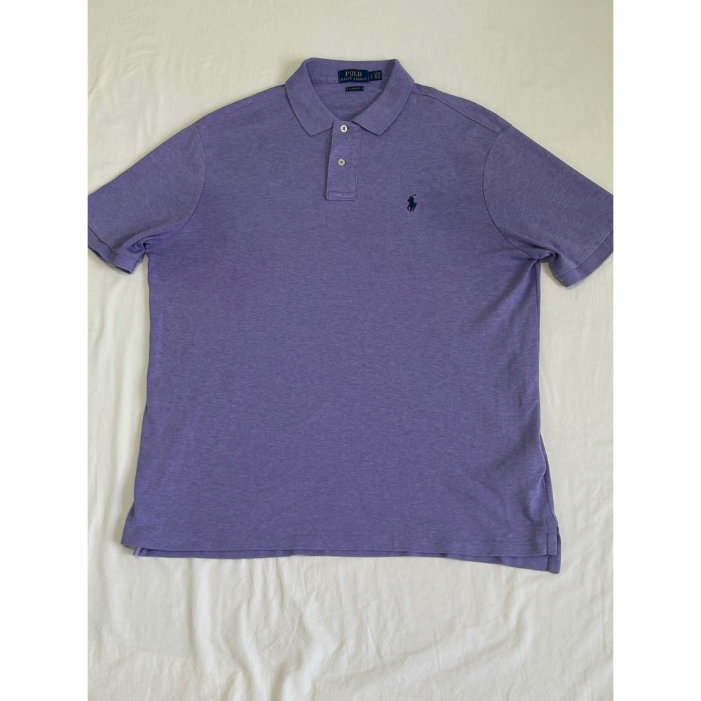 Polo Ralph Lauren Mens Classic Fit Cotton Polo Shirt Purple Heather LG Large